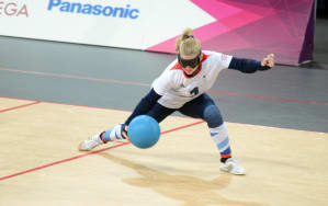 Goalball player in action