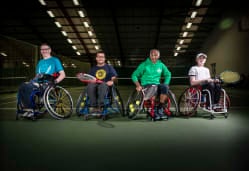 Four members of the Better Disability tennis programme.