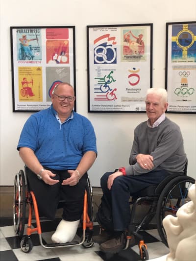 Paralympians Paul Cartwright and Kevan Baker at the Paralympic Heritage stories from Bradford exhibition