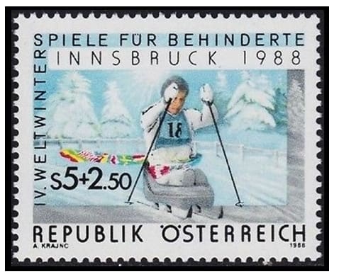Innsbruck 1988 Paralympic Winter Games commemorative stamp