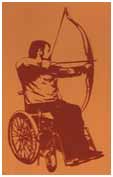 Logo for the 1972 Heidelberg Games showing a male wheelchair archer.