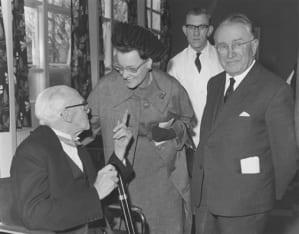Ludwig Guttmann and Lady Hamilton Smith at the opening of the Rehabilitation Hostel at Stoke Mandeville in 1970