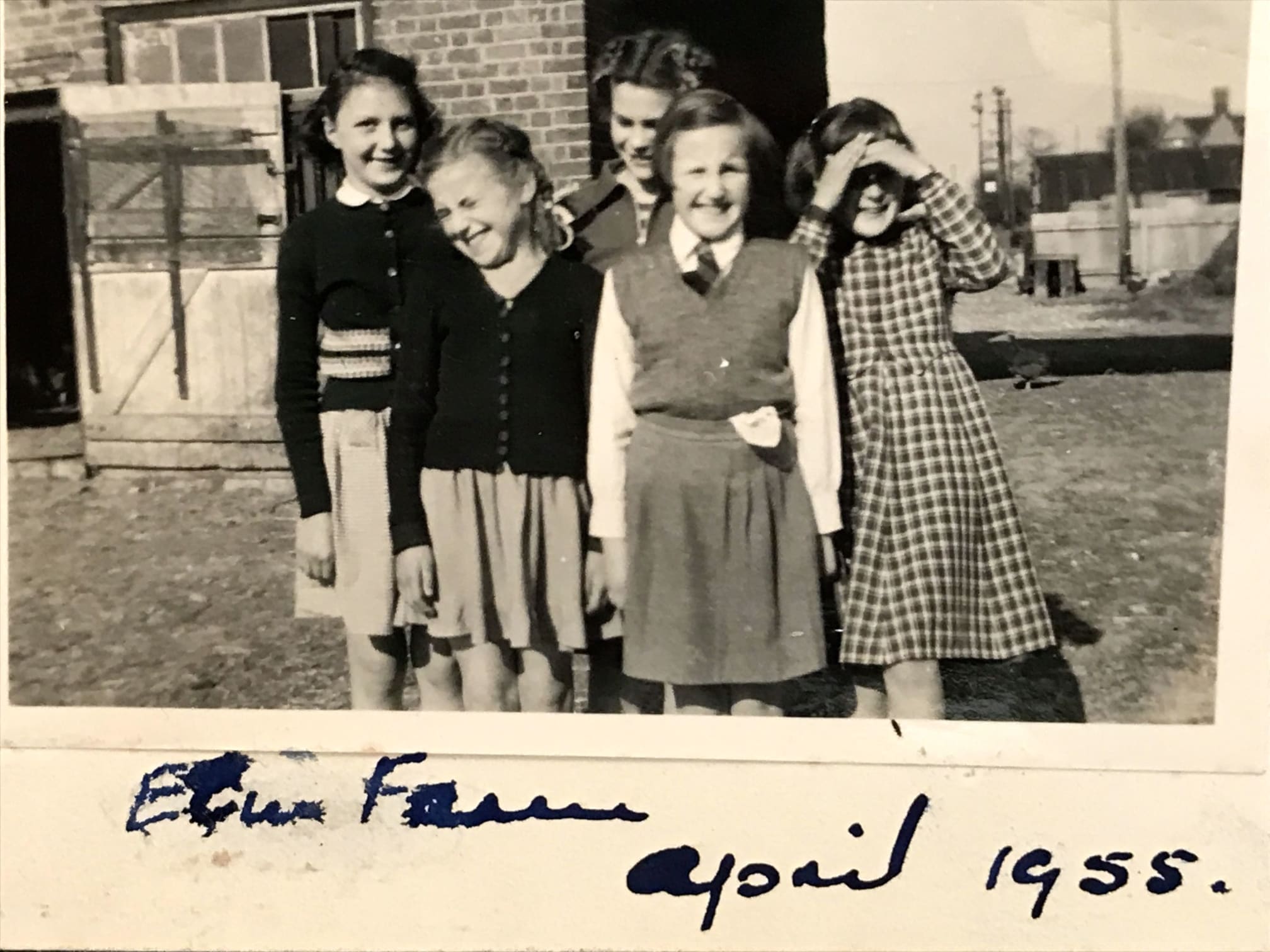 Sunday School girls visiting Elm Farm in 1955
