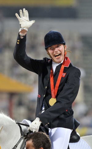 Sophie Christiansen winning gold on Lambrusco III at the Beijing 2008 Paralympics