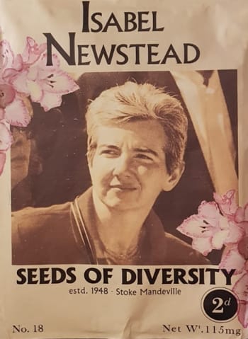 Seeds of Diversity banner honouring Isabel Newstead at the London 2012 opening ceremony