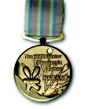 Front side of the gold medal from the Nagano 1998 Paralympic Games
