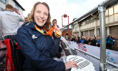  Sophie Christiansen at a Victory Parade after the Rio 2016 Paralympics held for the Great Britain teams on 17th October 2016 in Manchester.