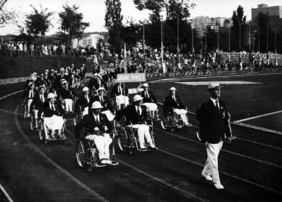 The Great Britain Paralympic Team at the opening ceremony of the Rome 1960 Summer Paralympics