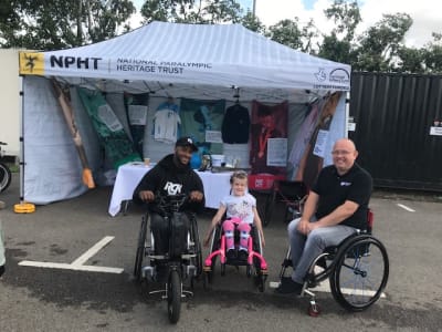 NPHT pop up museum at the World Record Attempt of the longest line of wheelchairs at Canterbury RFC