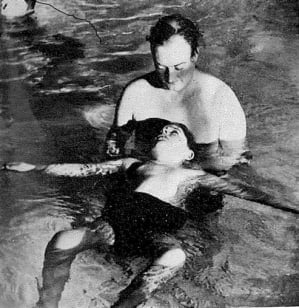 Physiotherapy in the pool at Stoke Mandeville in 1956