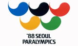Seoul 1988 Paralympics logo with traditional Korean decorative motifs known as tae-geuks