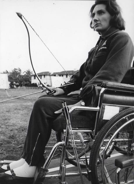 Sally Haynes at the 1964 Tokyo Games where she competed in archery