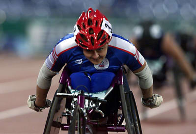 Paralympic wheelchair racer Tanni Grey-Thompson competing at the Sydney 2000 Paralympics